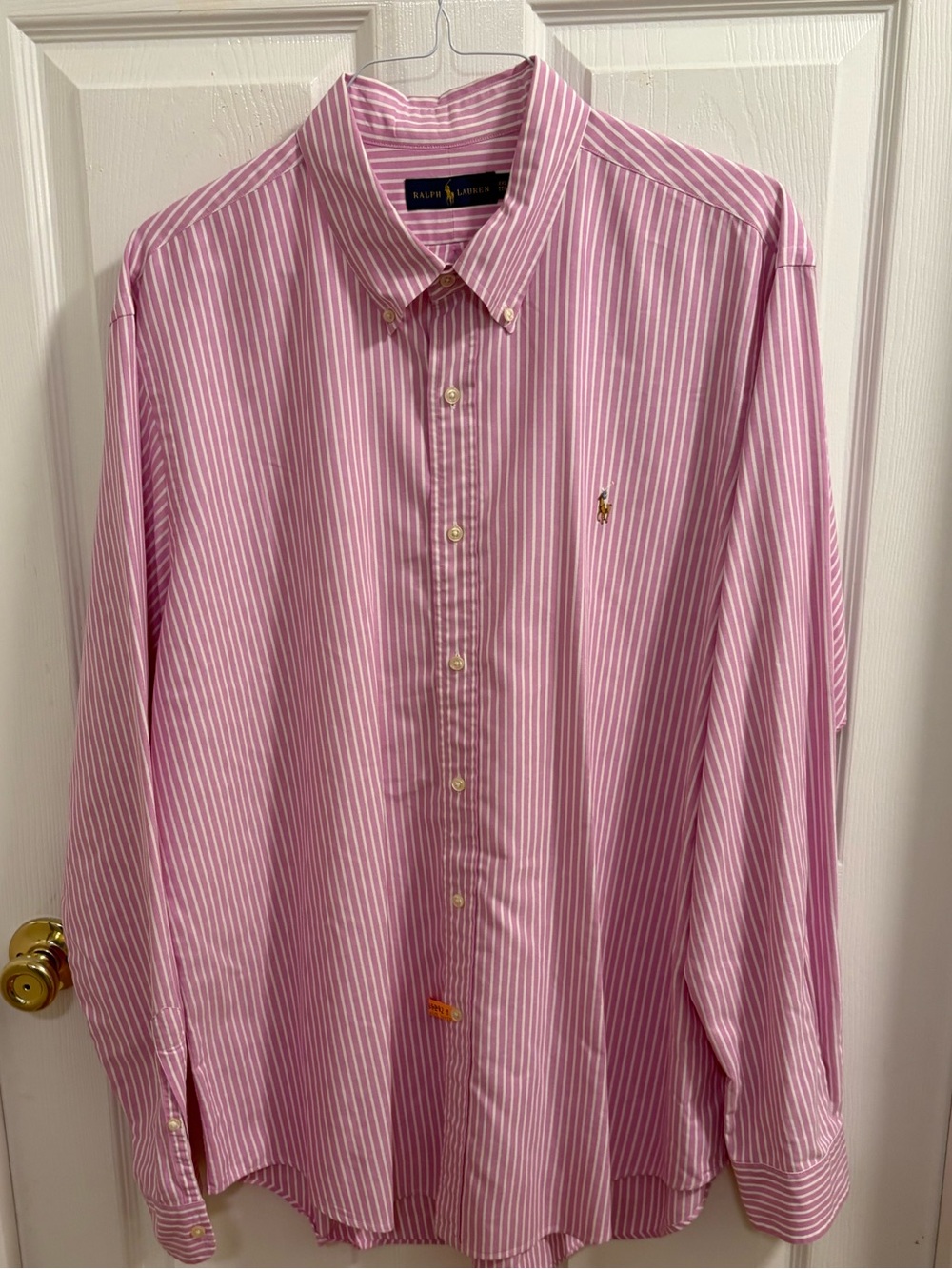 Ralph Lauren pink and white striped dress shirt.